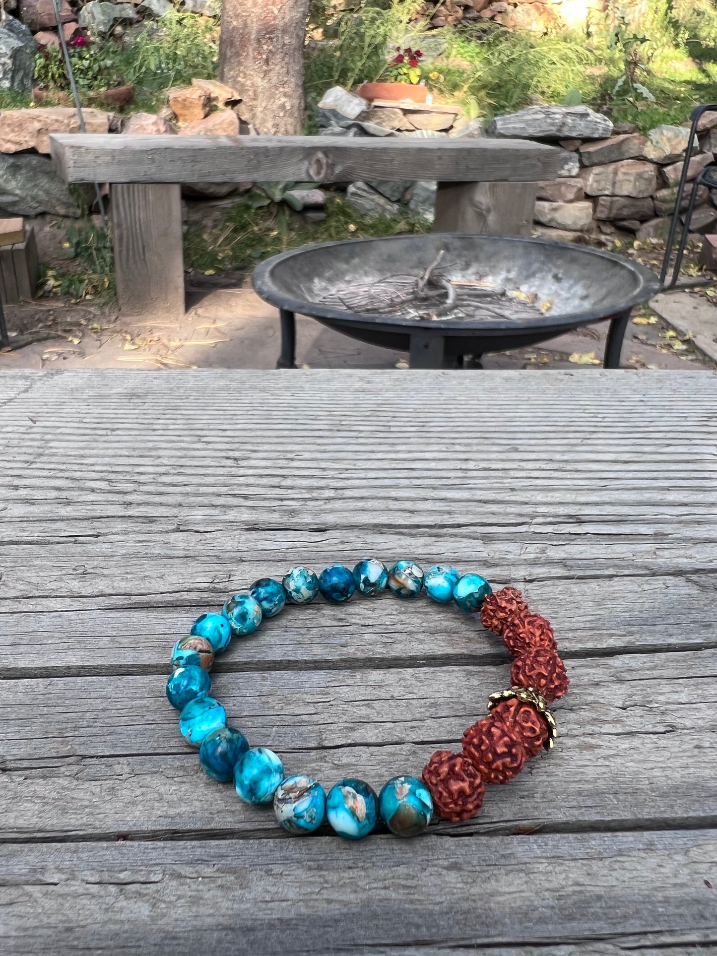 A-s-k and receive. Elk tooth pendant, brass wire, gold plated beads, jasper round beads, mala & bracelet. Elk tooth harvested from the forest after animal naturally died. Gratitude to the Earth for this exceptional life.