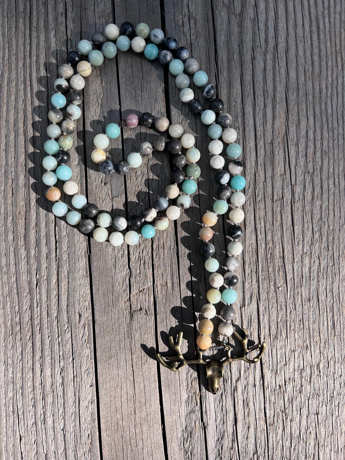 Stag spirit ~ 58 ~ take the lead. Amazonite mala & bracelet.