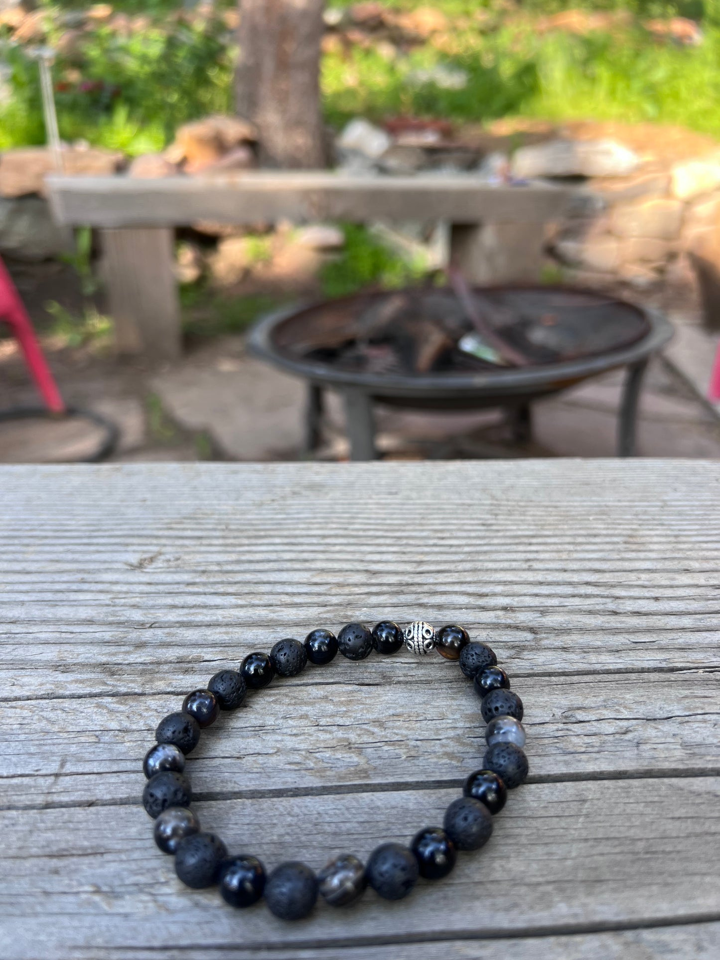 Stag spirit ~ 58 ~ take the lead. Lave, agate, howlite mala & bracelet. Antlers to rebirth, bones to blood, movement to ash, life & death, light & dark mala