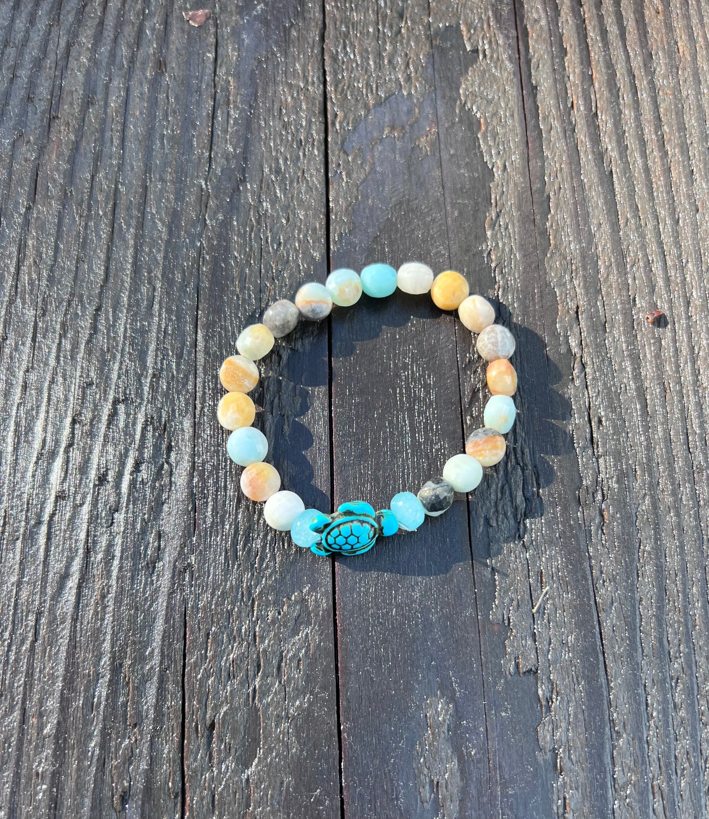 Quartz, amazonite, & sea turtle stone bracelet. Selkie ~ Ocean of Abundance.